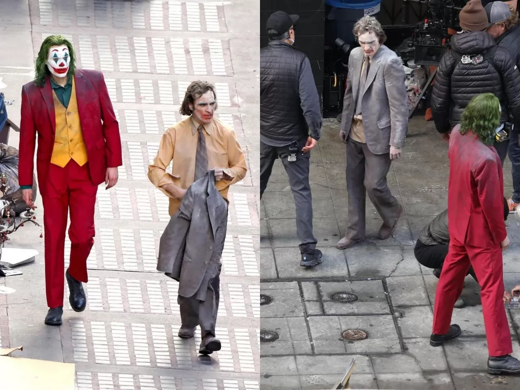 Joaquin Phoenix di lokasi syuting Joker: Folie a Deux (Instagram/cinematic.news)