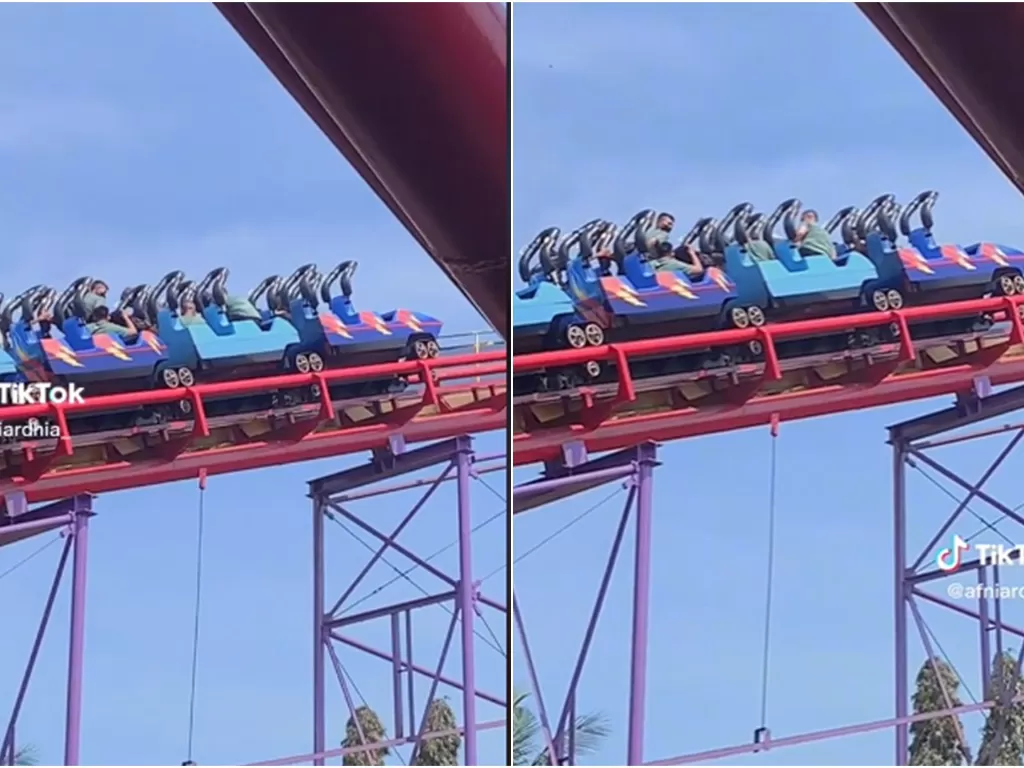 Roller coaster Dufan macet. (TikTok/afniardhia_)