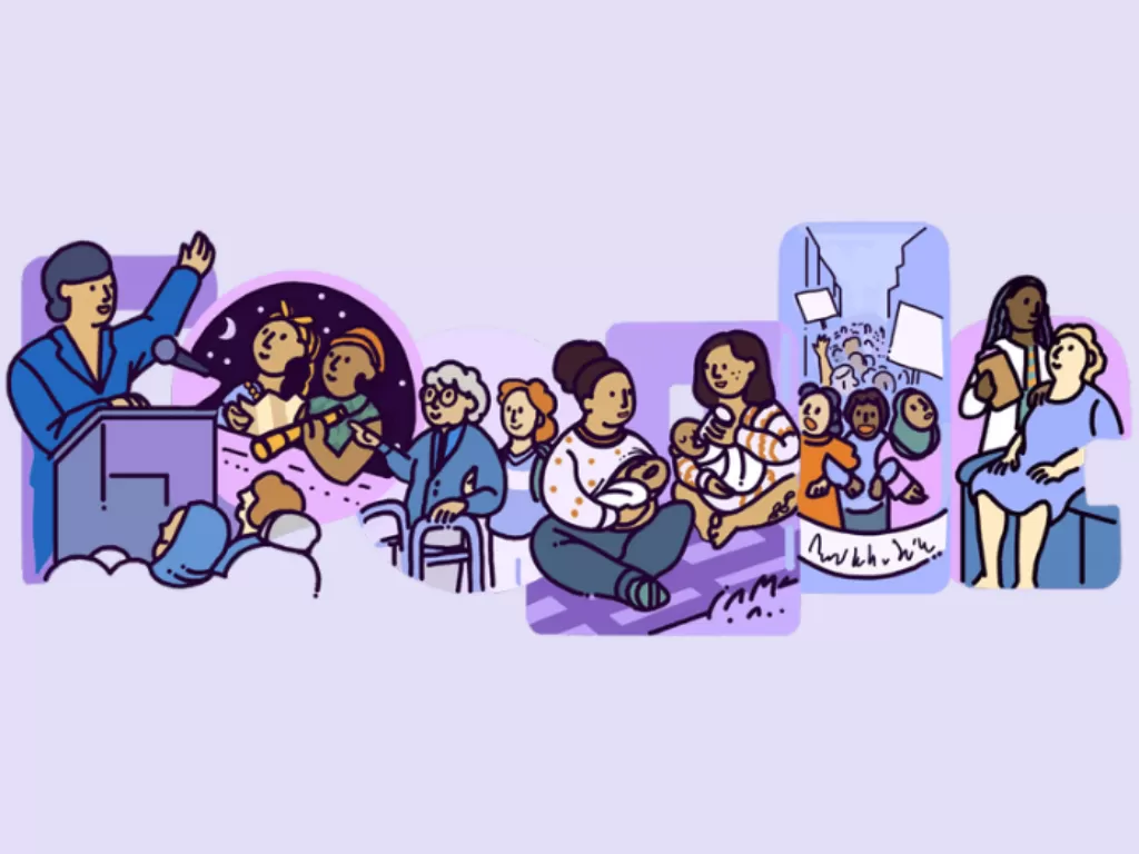 Google Doodle rayakan Hari Perempuan Internasional. (Twitter/@Doodle123_EN)
