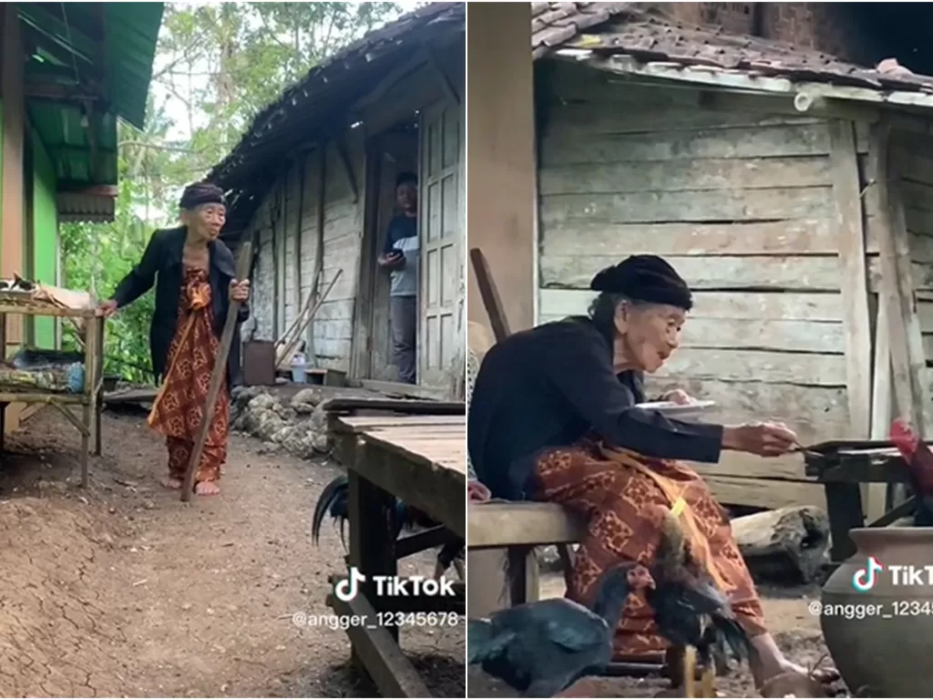 Mbah Dunuk , orang tertua di Tulungagung. (TikTok/@angger_12345678)