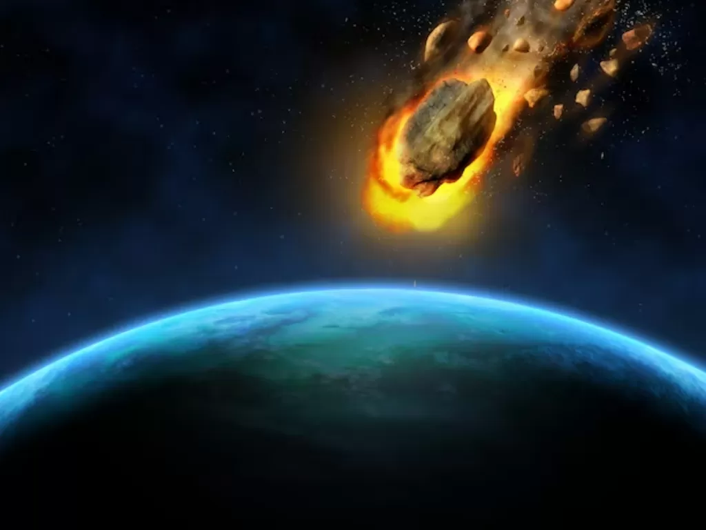 Ilustrasi Bumi kejatuhan benda langit. (FREEPIK/@kjpargeter)