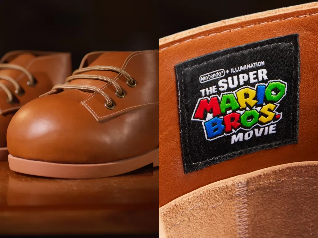 Sepatu bos Mario yang dibuat untuk menyambut filmnya di bioskop. (Twitter/@supermariomovie)