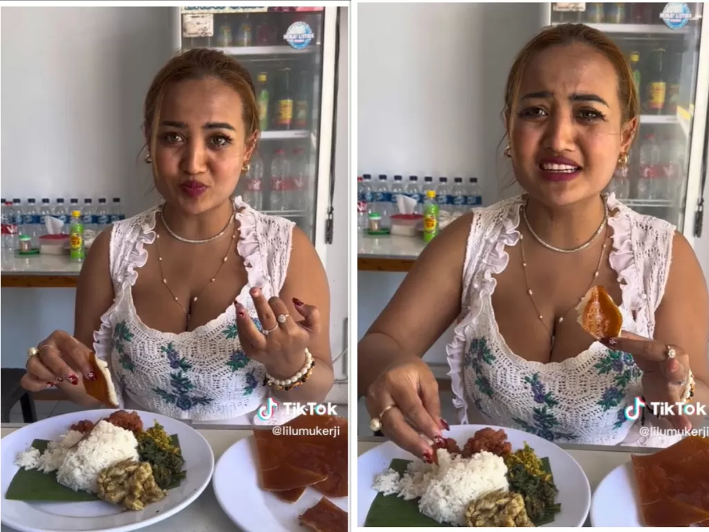 Lina Mukherjee Buat Konten Makan Babi (TikTok/@lilumukerji)