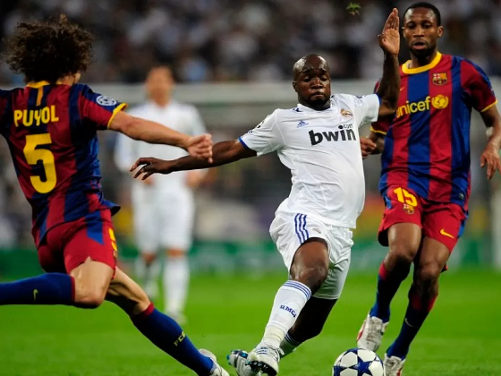 Lassana Diarra (tengah) saat masih bermain untuk Real Madrid. (Facebook/Lassana Diarra)