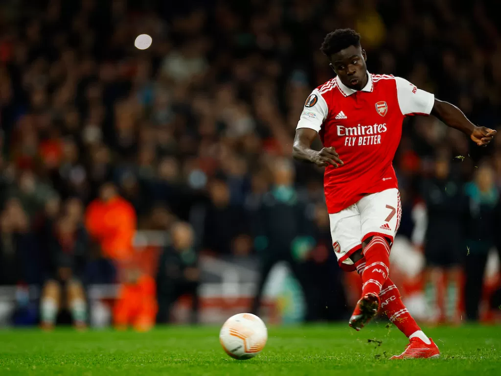 Pemain Arsenal, Bukayo Saka (REUTERS/John Sibley)