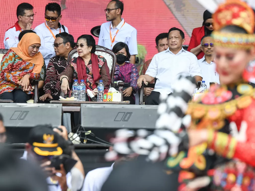 Ketua Dewan Pengarah Badan Pembinaan Ideologi Pancasila (BPIP) Megawati Soekarnoputri. (ANTARA FOTO/Hafidz Mubarak)