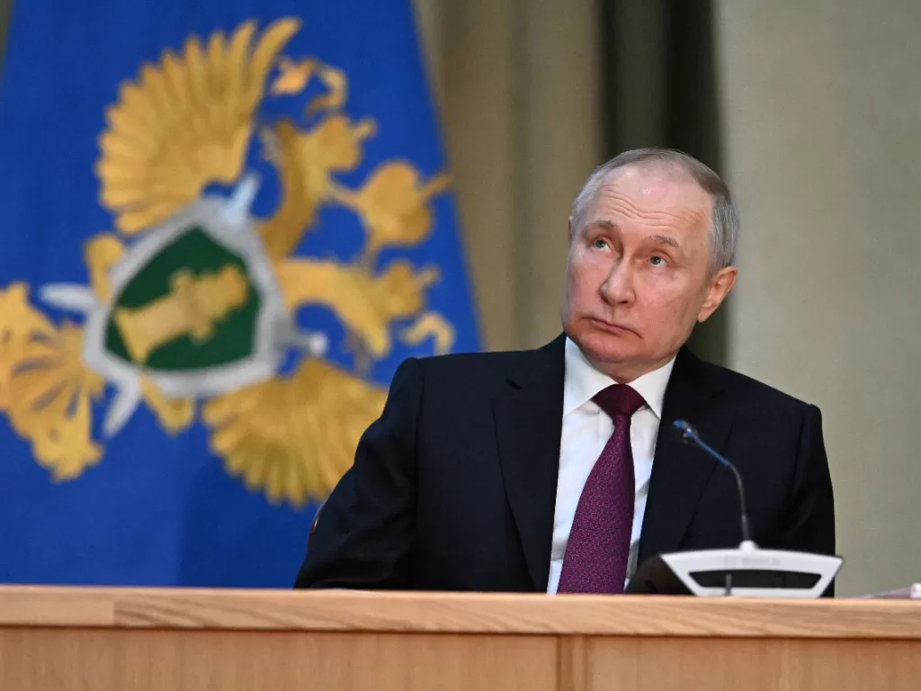 Presiden Rusia Vladimir Putin kadi buronan pengadilan internasional. (Sputnik/Pavel Bednyakov via REUTERS)