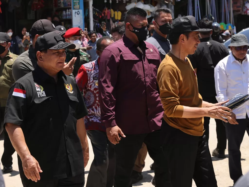Presiden Jokowi dan Menhan Prabowo mengunjungi Pasar Youtefa, Distrik Abepura, Kota Jayapura. (Dok Gerindra)