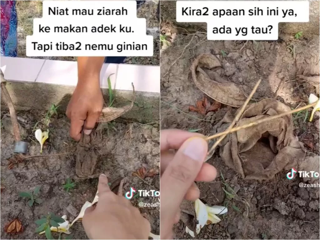 Penemuan benda misterius diduga susuk yang ditanam di kuburan (TikTok/Zeash16)