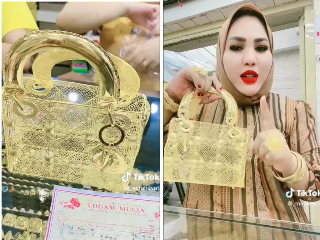 Penampakan Tas Terbuat dari Emas yang Viral (TikTok/@_mirahayati)
