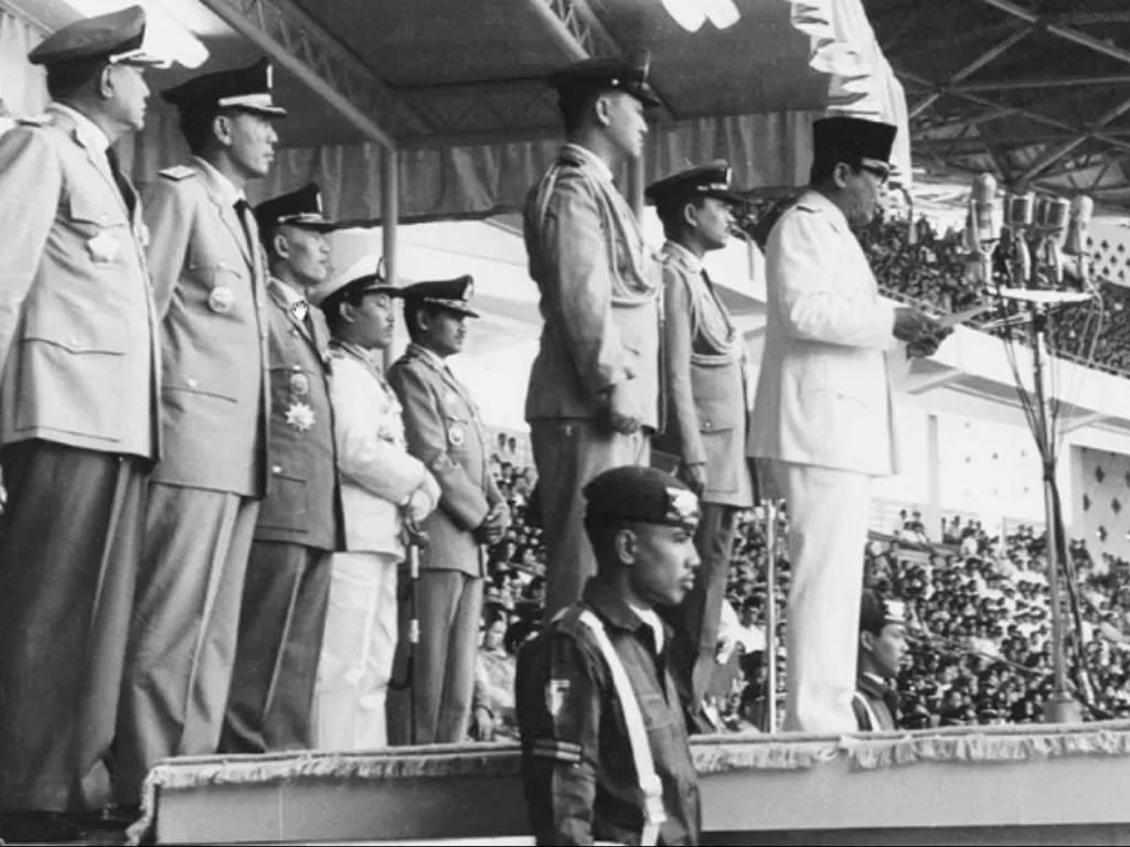 Presiden Soekarno memberikan pidato dalam pembukaan Ganefo. (Ist)