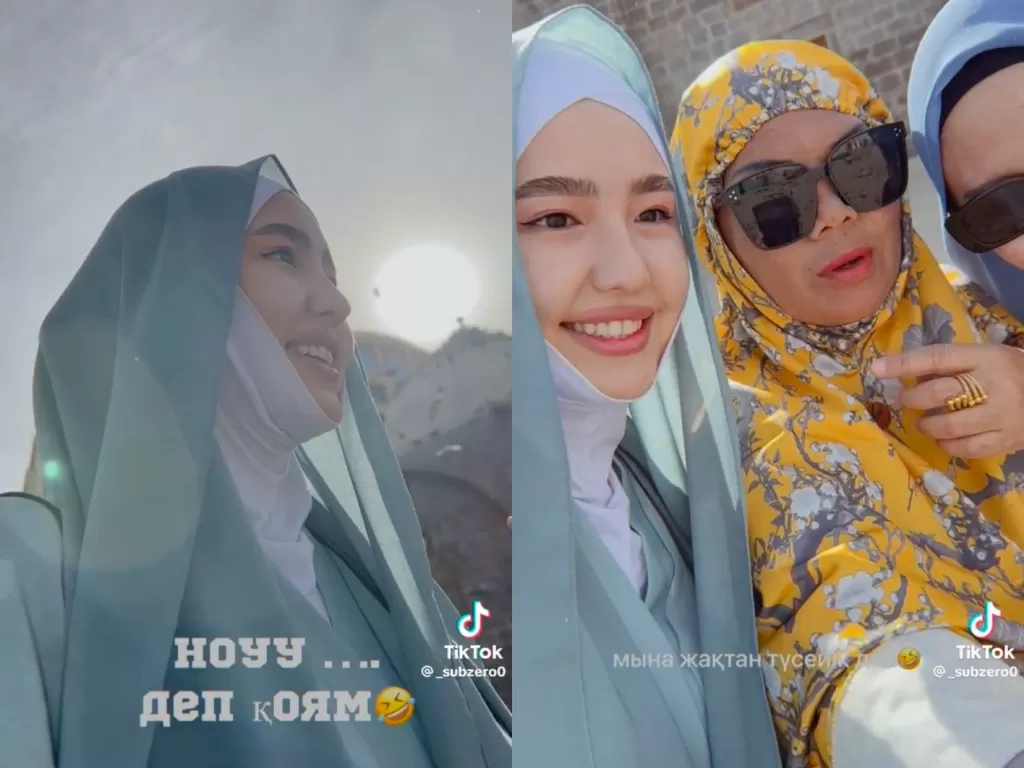 Seorang Wanita asal Kazakhstan dengan Ibu dan anak Indonesia (Tiktok/ @_subzero0)