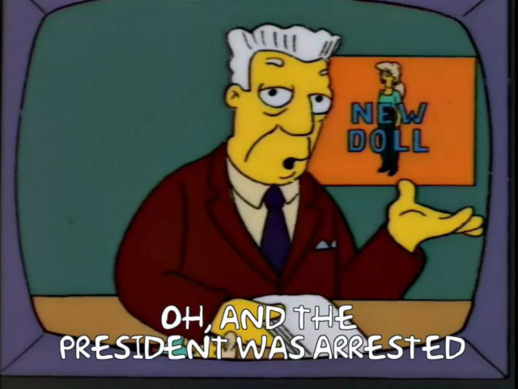 The Simpsons ramalkan ditangkapnya Donald Trump dan Rilisnya film Barbie. (Twitter/@heathen_king)