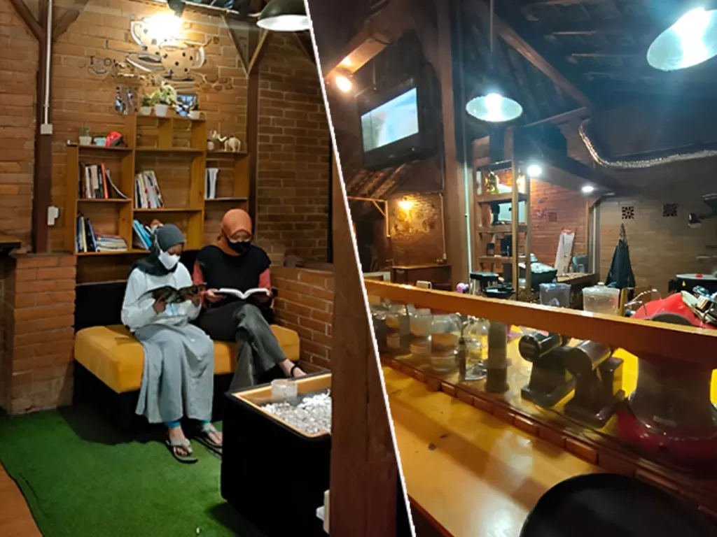 El Coffe di Sleman, Yogyakarta yang menawarkan konsep ngopi sambil membaca di perpustakaan min. (Z Creators/Putra Ganesha)
