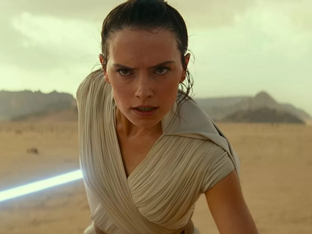 Daisy Ridley di film Star Wars: Episode IX - The Rise of Skywalker. (Lucasfilm Ltd)