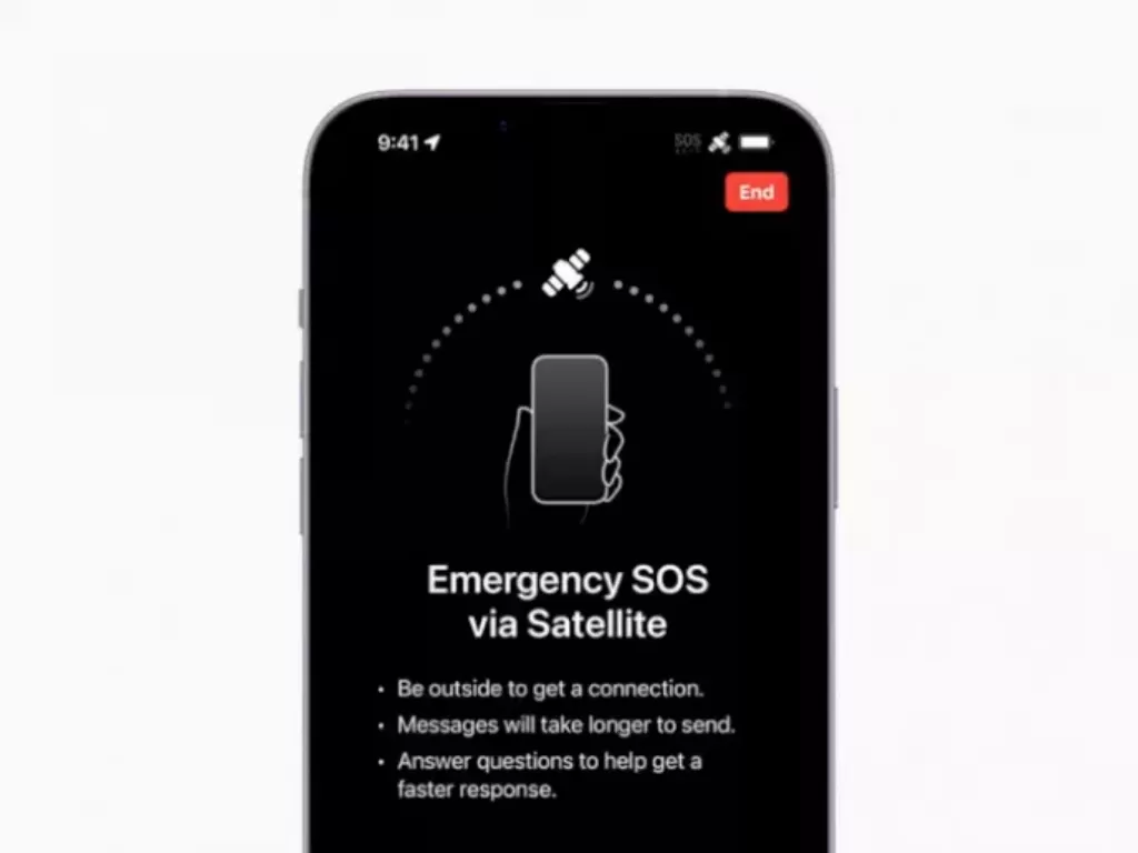 Fitur SOS di iPhone 14. (Apple)
