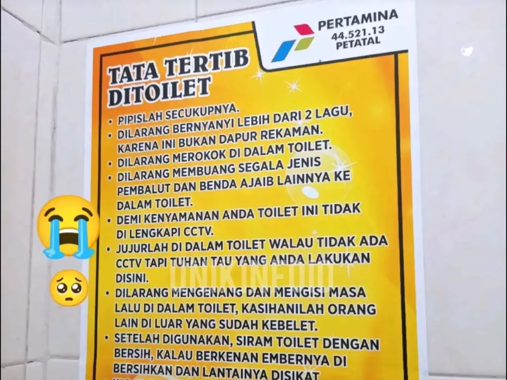 Tata Tertib Toilet di SPBU (Instagram/unikinfo_id)