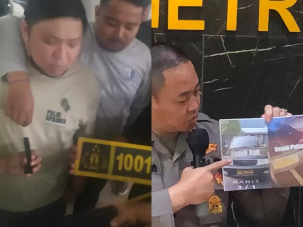 Polda Metro tangkap pria viral pakai pelat polisi yang ngamuk di Tol Jakarta. (Dok Direktorat Reserse Kriminal Umum Polda Metro Jaya)