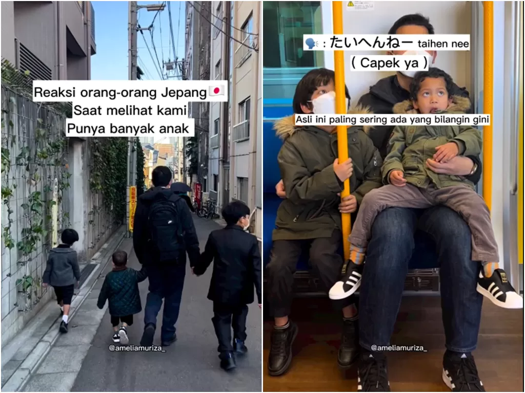 Reaksi orang Jepang lihat keluarga banyak anak (Instagram/ameliamuriza_)