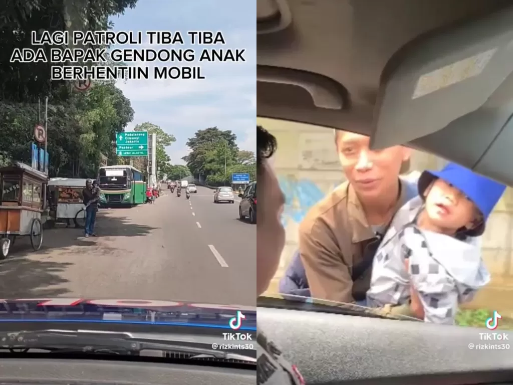 momen seorang ayah berhentiin mobil polisi (TikTok/@rizkints30)