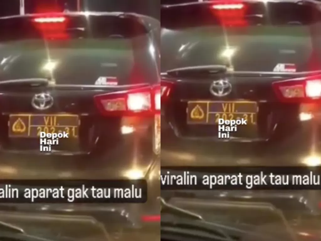 Mobil pelat polisi yang enggan bayar tol di Depok (Instagram/depokhariini)