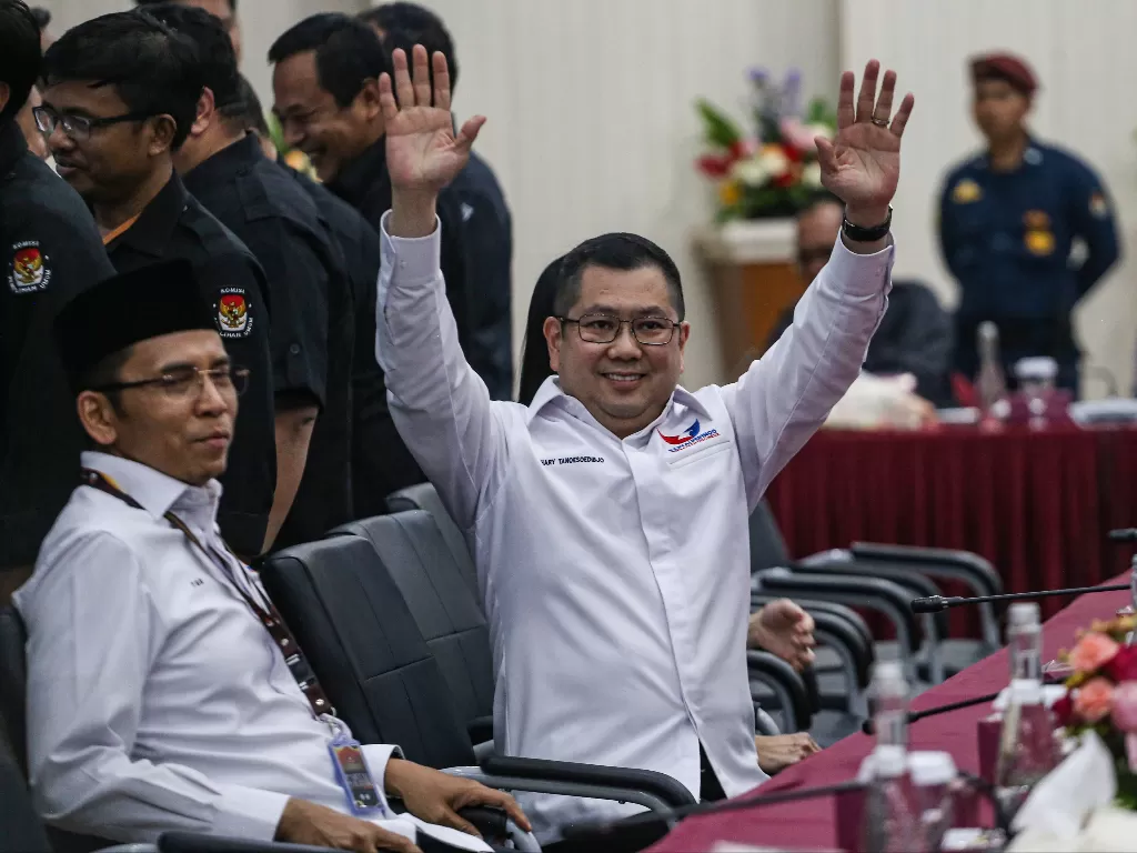 Partai Perindo belum memutuskan dukungan capres pada Pilres 2024 karena masih menunggu arahan dari Presiden Jokowi. (ANTARA FOTO/Asprilla Dwi Adha)