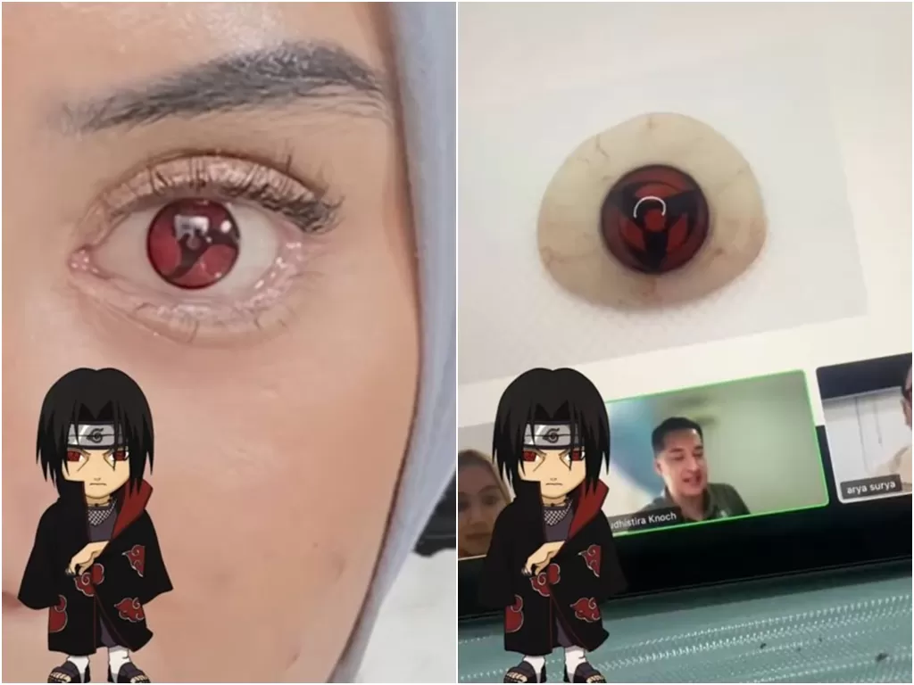 Wanita pasang mata model sharingan seperti di Naruto (TikTok/ghinaae) 