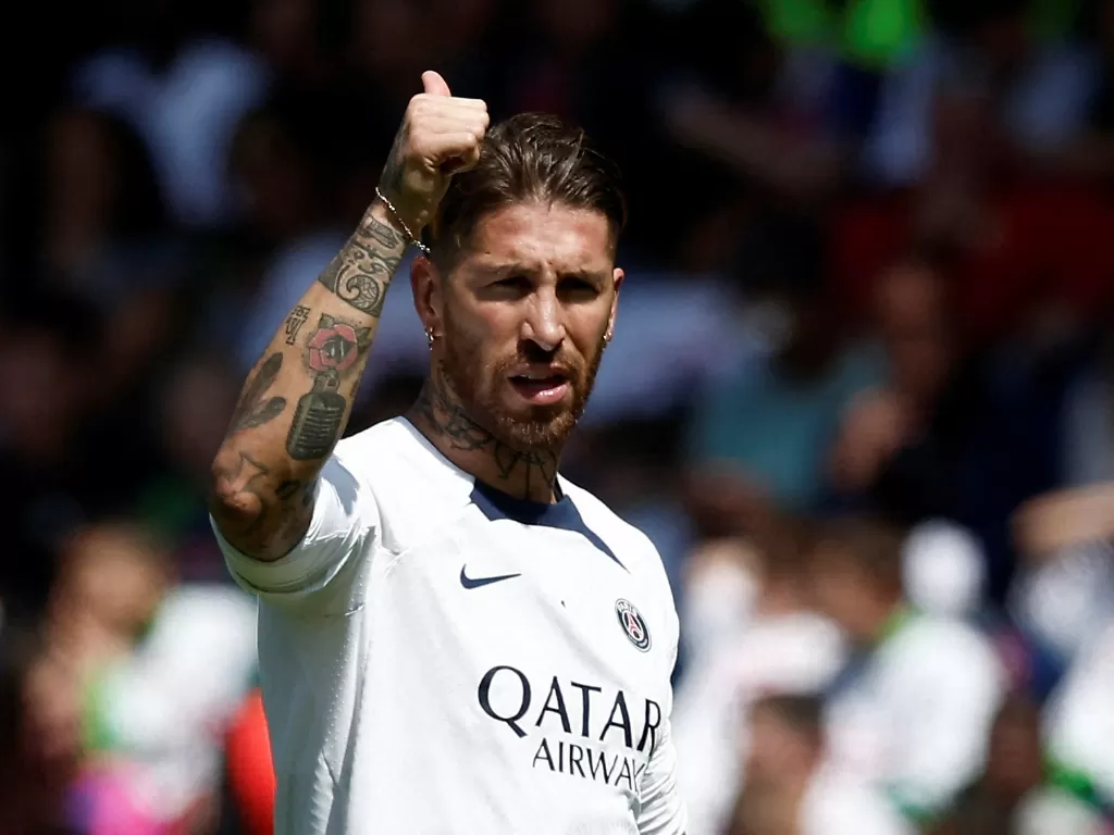 Sergio Ramos memutuskan untuk meninggalkan PSG. (REUTERS/Benoit Tessier)
