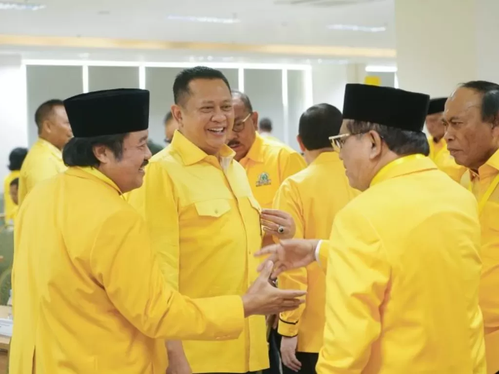Ketua MPR sekaligus Wakil Ketua Umum Partai Golkar Bambang Soesatyo mengajak para kader partainya untuk mewujudkan perdamaian di Pemilu 2024. (ANTARA/MPR RI)