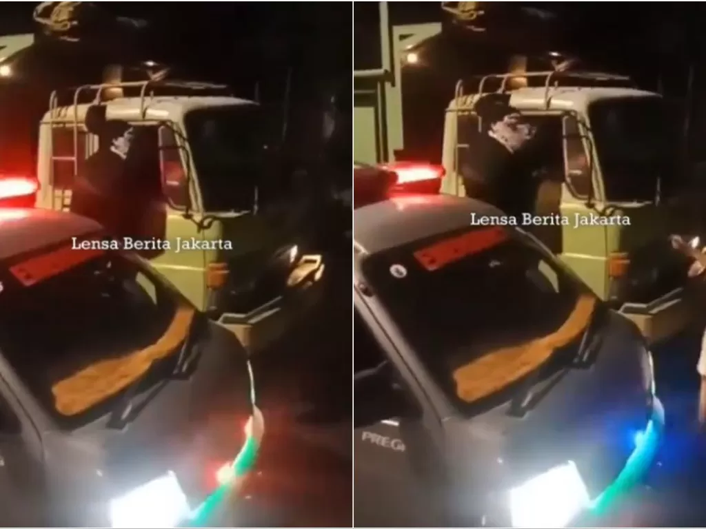 Video viral sopir ambulans rampas HP sopir truk (Instagram/lensa_berita_jakarta)