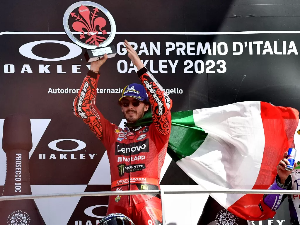 Francesco Bagnaia juara GP Italia. (REUTERS/Jennifer Lorenzini)