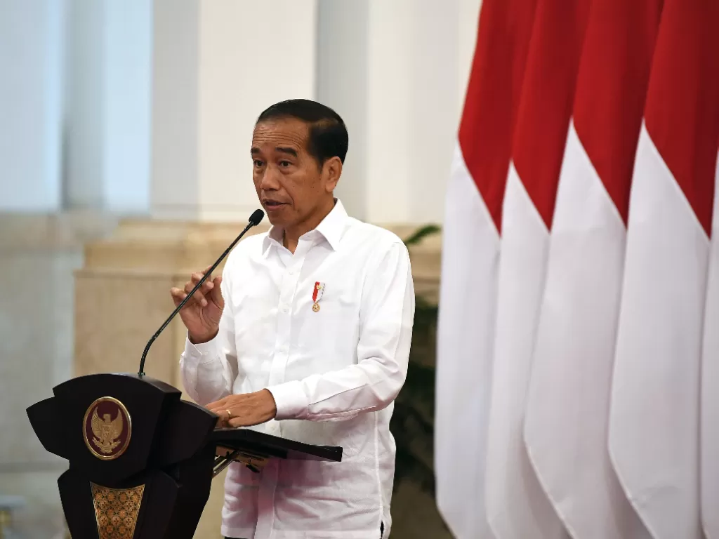 Presiden Jokowi ikut memberikan komentar soal rumor Kaesang Pangarep maju di Pilkada Depok 2024. (ANTARA FOTO/Sigid Kurniawan)