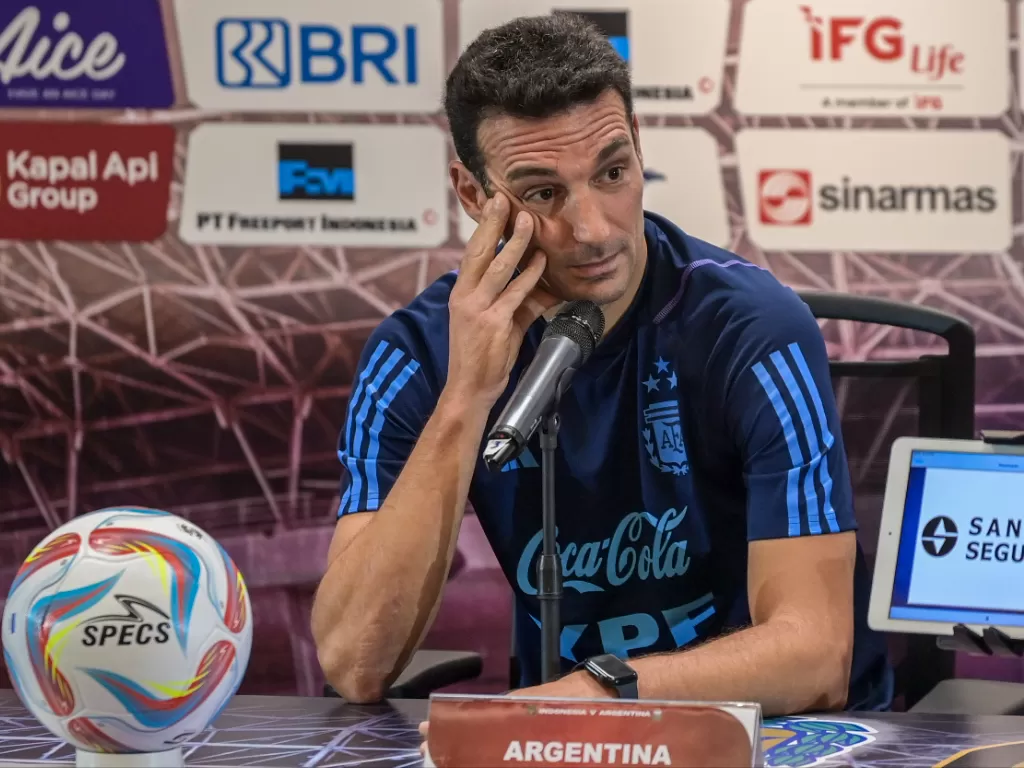 Pelatih Argentina, Lionel Scaloni. (ANTARA FOTO/Galih Pradipta)