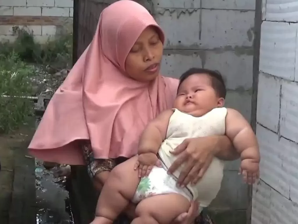 Bayi berusia 7 bulan di Bekasi memiliki bobot 15 kg (Z Creators/Ridwan)