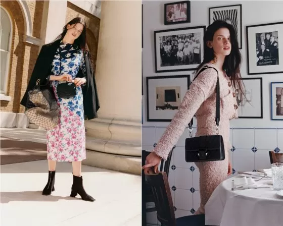 Supermodel asal Inggris, Lily McMenamy bergaya vintage dengan fashion bahan daur ulang. (CHARLES & KEITH)