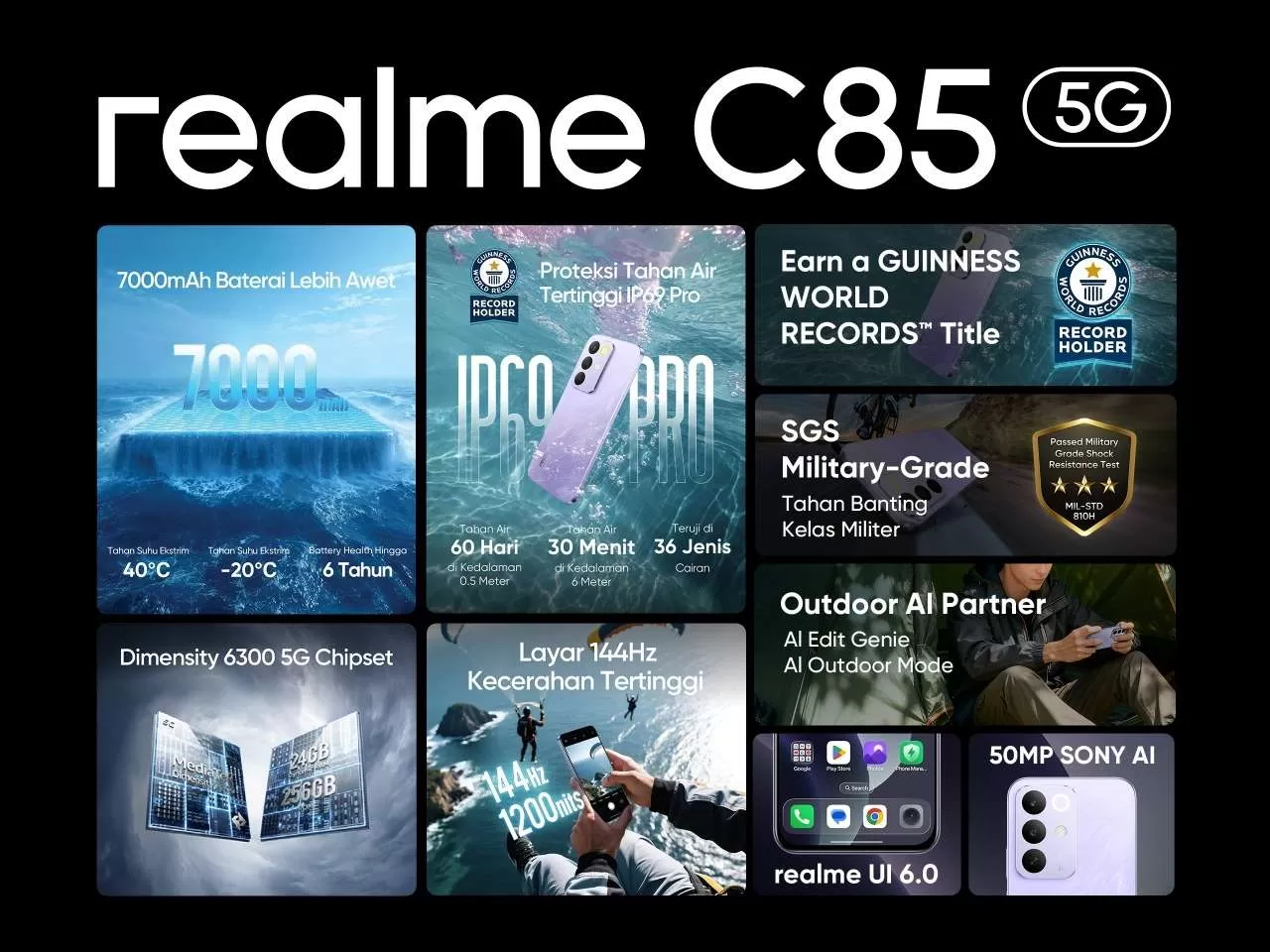 realme C85 5G Resmi Open Sale di Indonesia, Usung 5G Kencang dan Durabilitas IP69 Pro. (KlikSoloNews/dok realme)