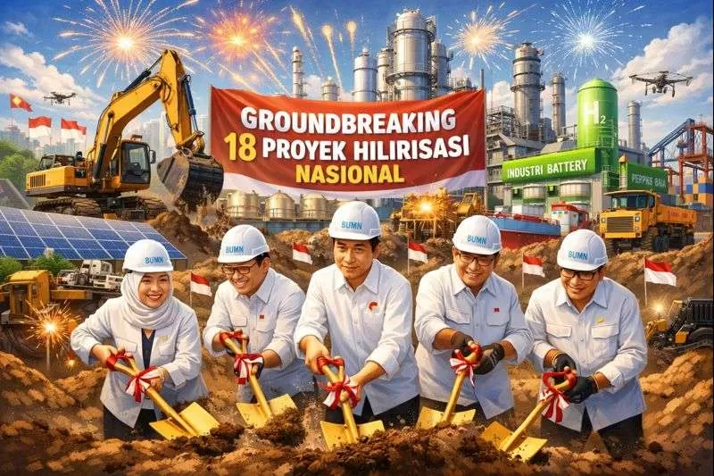 Presiden Prabowo Targetkan Groundbreaking 18 Proyek Hilirisasi Rampung Paling Lambat Maret 2026. (KlikSoloNews/dok AI)