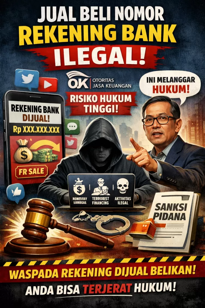 OJK Tegaskan Jual Beli Nomor Rekening di Medsos Ilegal dan Berisiko Tinggi. (KlikSoloNews/dok)