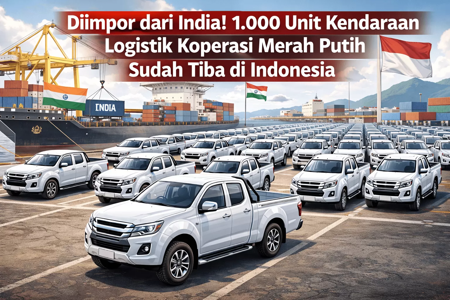 Diimpor dari India! 1.000 Unit Kendaraan Logistik Koperasi Merah Putih Sudah Tiba di Indonesia. (KlikSoloNews/dok ai)