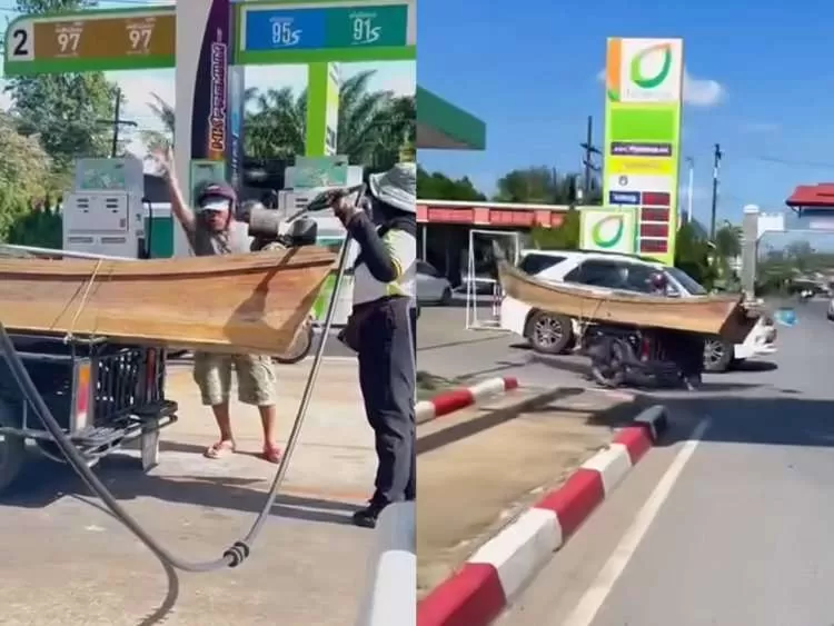 Viral Nelayan Bawa Perahu ke SPBU, Aksi Unik Diduga Bentuk Protes Aturan BBM. (KlikSoloNews/dok)