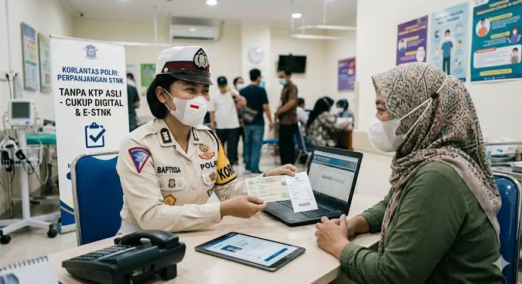 Korlantas Polri Izinkan Perpanjang STNK Tanpa KTP Pemilik, Berlaku Nasional di 2026. (KlikSoloNews/dok AI)
