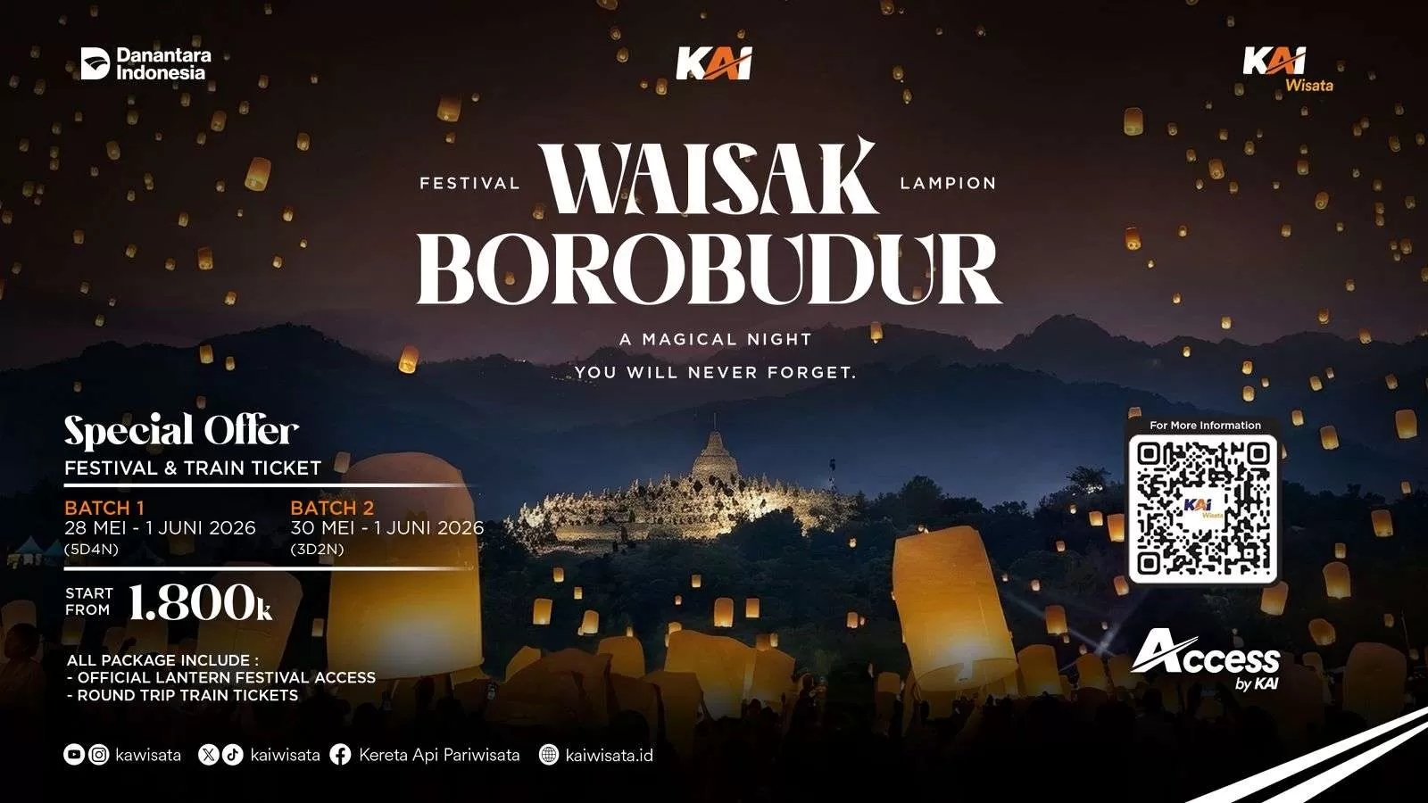 KAI Wisata Luncurkan Paket Festival Waisak Candi Borobudur 2026, Tawarkan Perjalanan Nyaman dan Pengalaman Spiritual. (KlikSoloNews/dok)