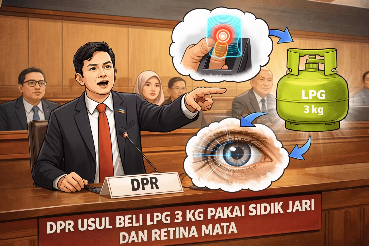 Cegah Kebocoran Subsidi, DPR Usulkan Verifikasi Sidik Jari dan Retina Mata untuk Beli Elpiji 3Kg. (KlikSoloNews/dok AI)