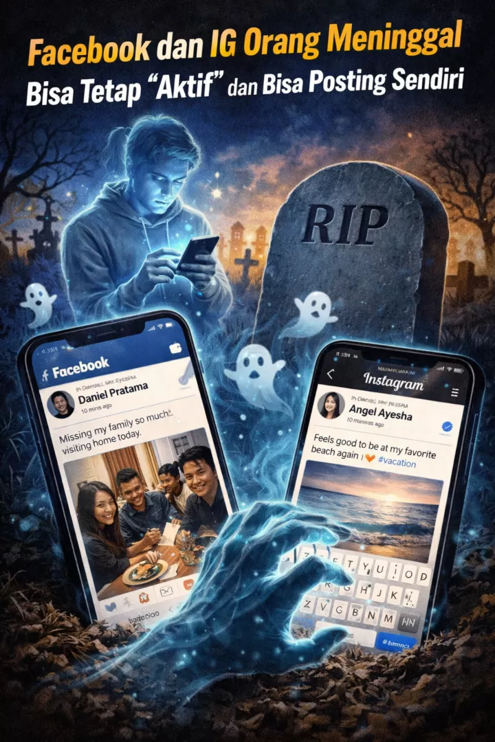 Meta Perkenalkan AI Paten Baru, Facebook dan Instagram Orang Meninggal Bisa Tetap “Aktif” dan Bisa Posting Sendiri. (KlikSoloNews/dok AI)
