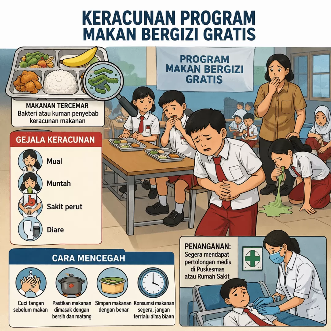 Puluhan Siswa Keracunan MBG, BGN Hentikan Operasional Dapur Pondok Kelapa. (KlikSoloNews/dok AI)