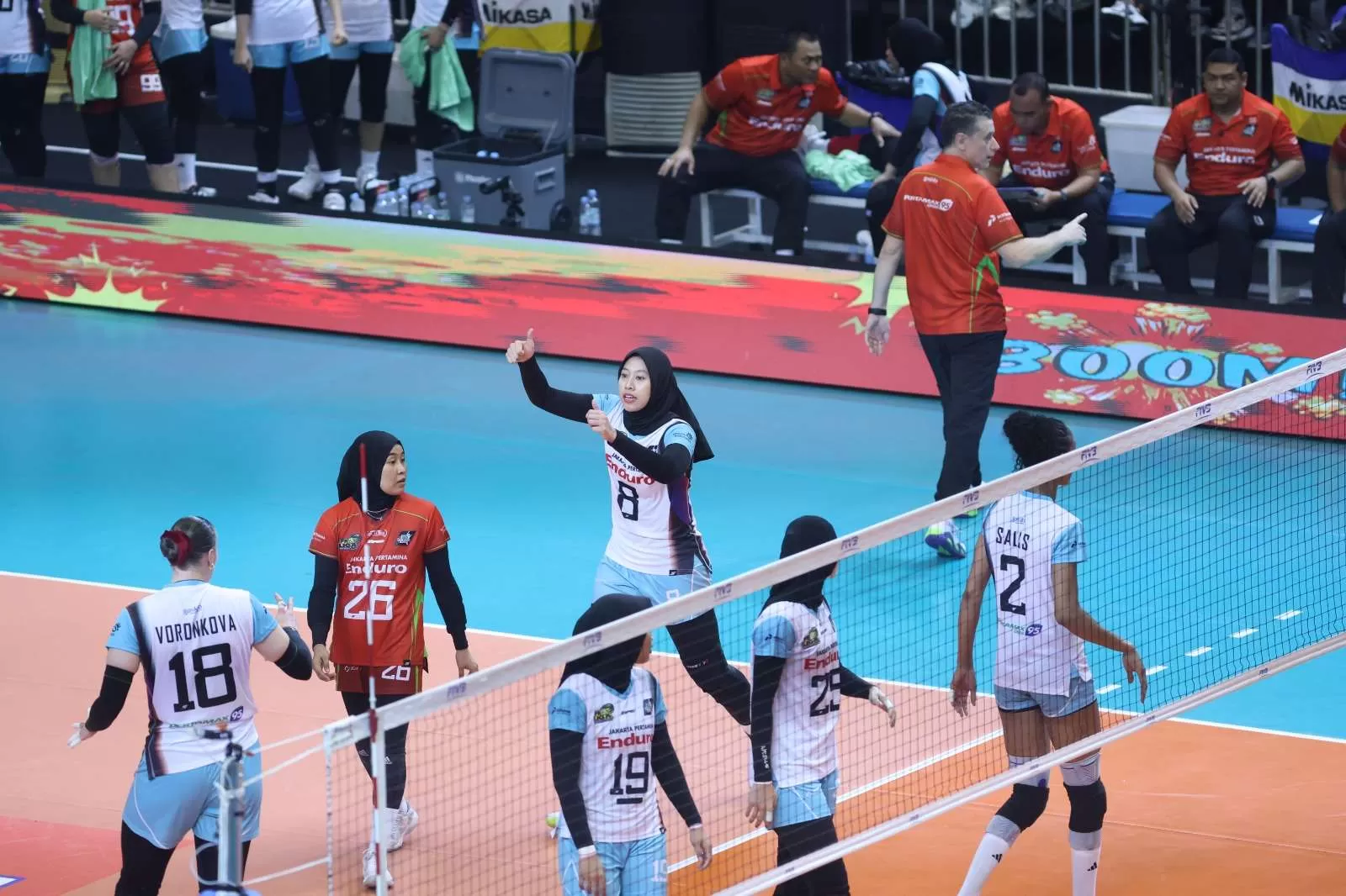 Hasil Grand Final Proliga 2026: Megawati dan Voronkova Dominan! Pertamina Enduro Menang atas Gresik Phonska Plus di Leg 1. (KlikSoloNews/dok Proliga)
