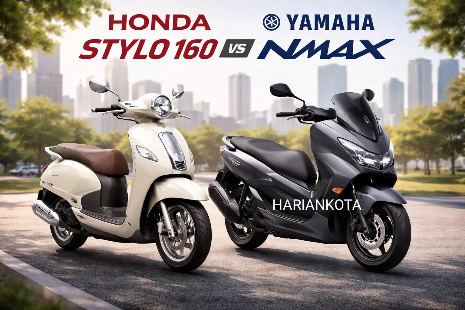 Honda Stylo 160 vs Yamaha NMAX: Duel Skutik Premium, Gaya atau Kenyamanan? (KlikSoloNews/dok AI HarianKota)