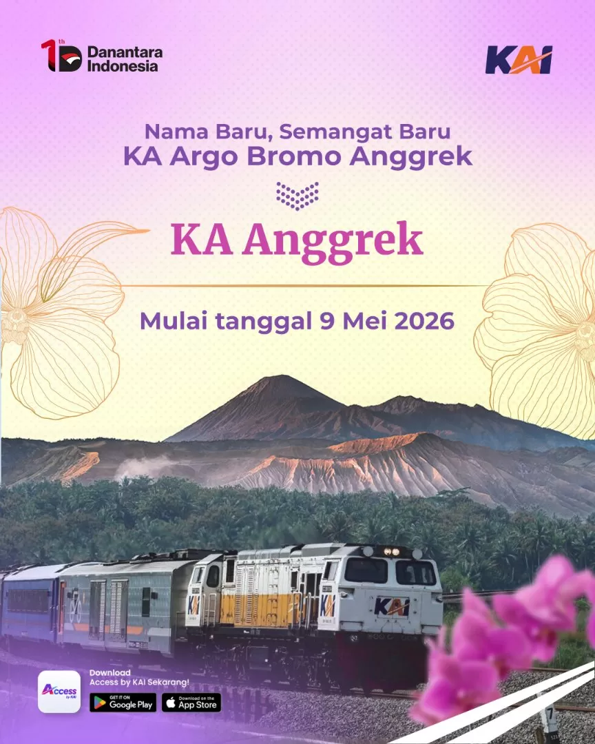 Resmi Mulai 9 Mei 2026! KAI Ubah Nama KA Argo Bromo Jadi Jadi KA Anggrek. (KlikSoloNews/dok KAI)