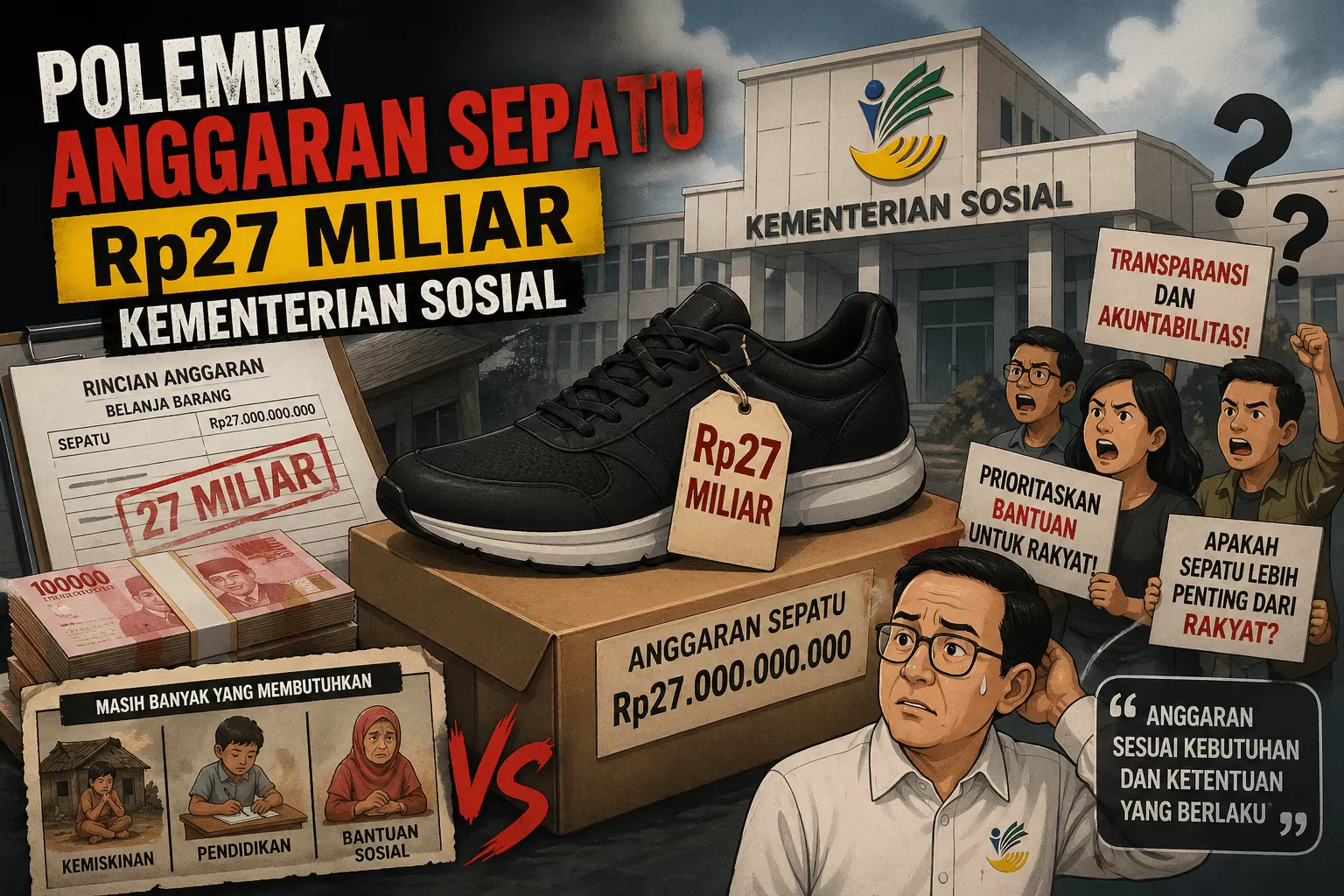 Mensos Gus Ipul Klarifikasi Anggaran Sepatu Sekolah Rakyat Rp27 Miliar, Tegaskan Masih Tahap Perencanaan. (KlikSoloNews/dok AI)