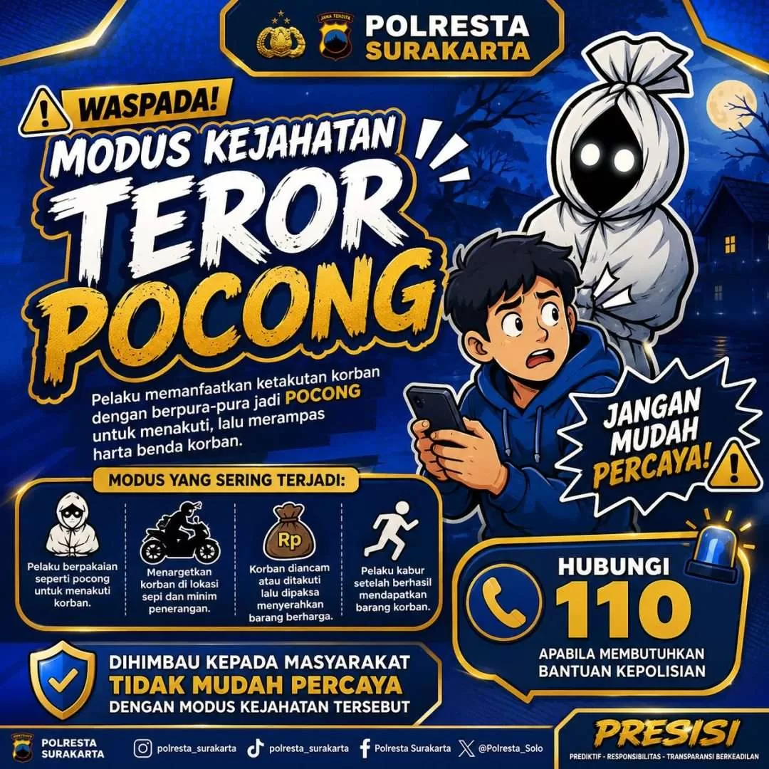 Polresta Surakarta Imbau Warga Waspada Isu “Teror Pocong”, Minta Masyarakat Tidak Panik. (KlikSoloNews/dok Polresta Surakarta)
